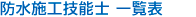 防水施工一級技能士 一覧表